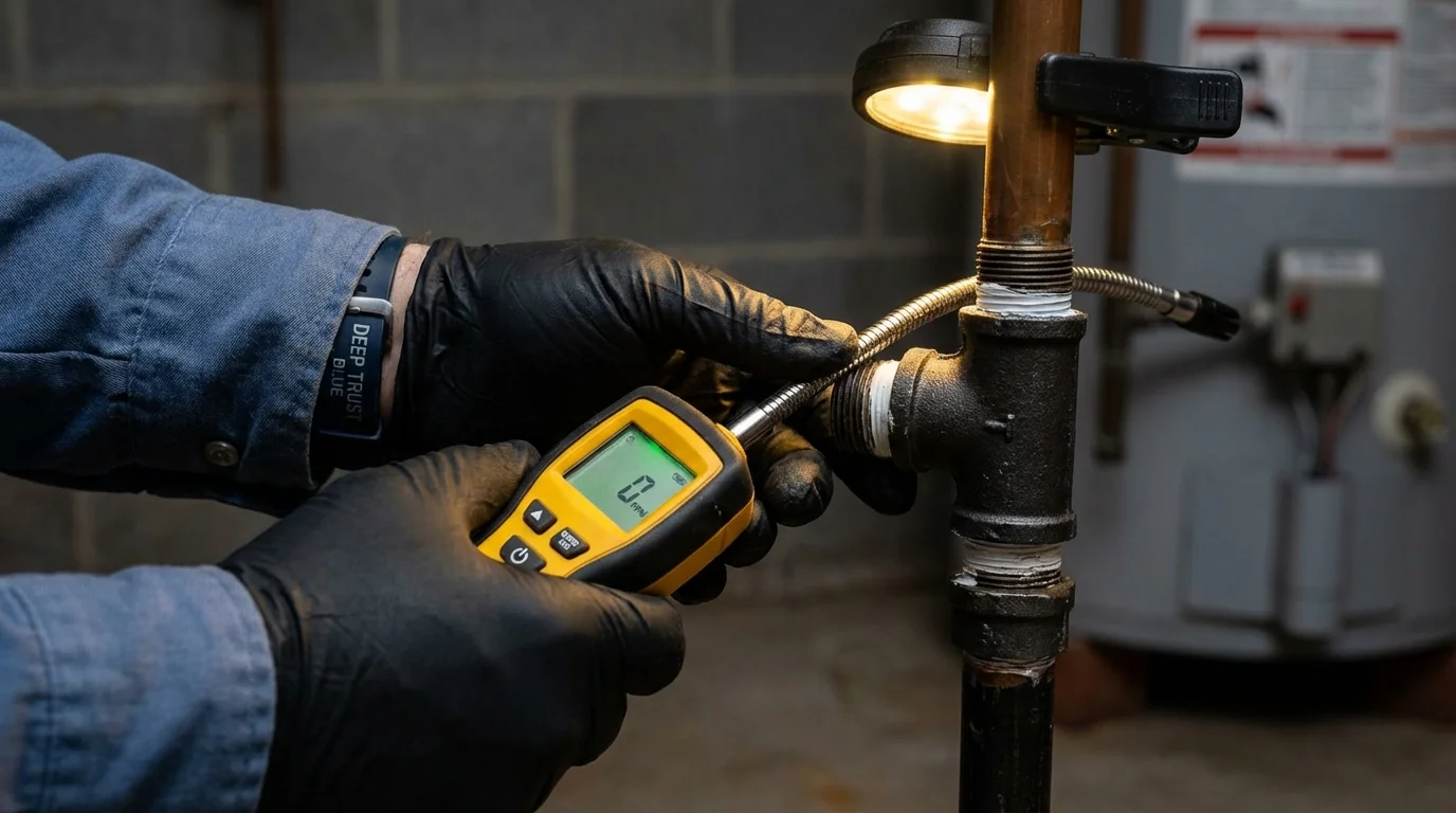 Gas leak detection with electronic sniffer by Johns Plumbing LLC in Cleveland